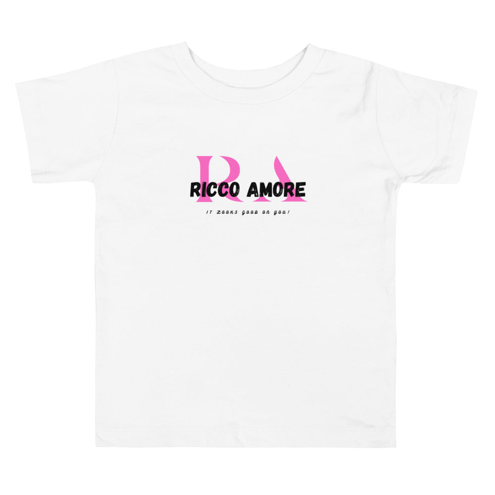 R+A Pink + White Toddler Short Sleeve Tee