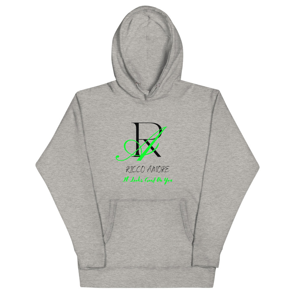 Green+Black Ricco Amore Logo Unisex Hoodie