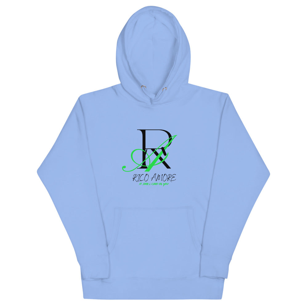 Green+Black Ricco Amore Logo Unisex Hoodie