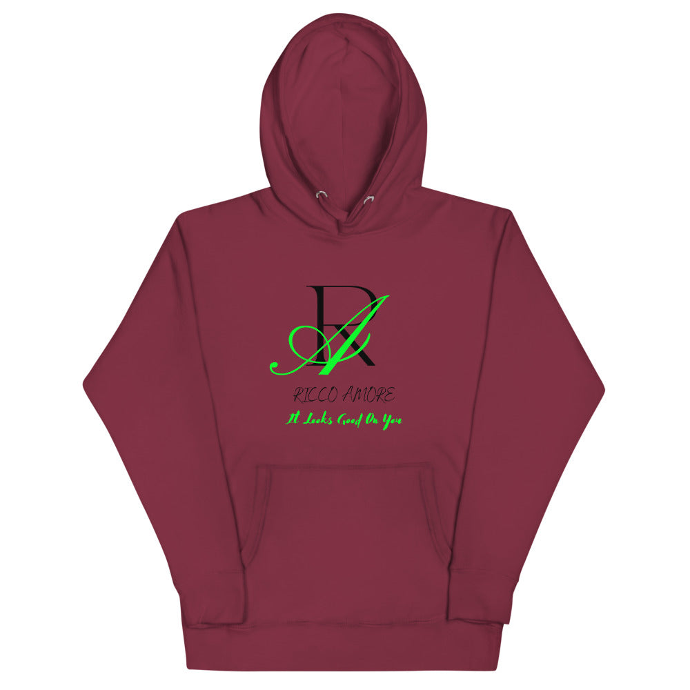 Green+Black Ricco Amore Logo Unisex Hoodie