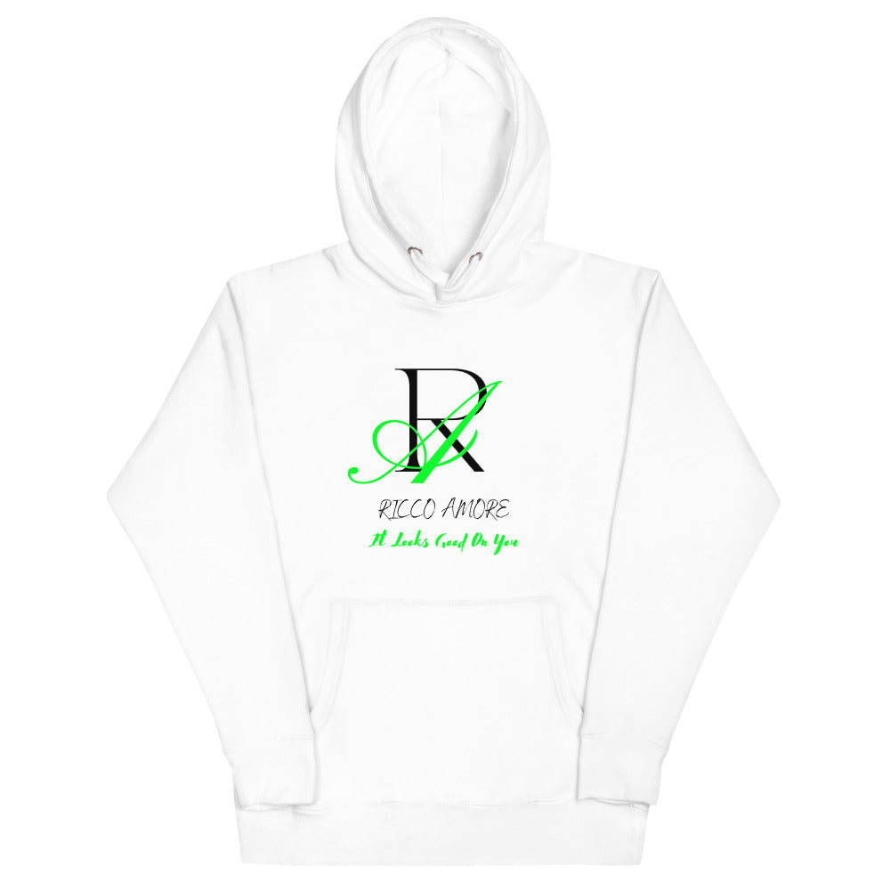 Green+Black Ricco Amore Logo Unisex Hoodie