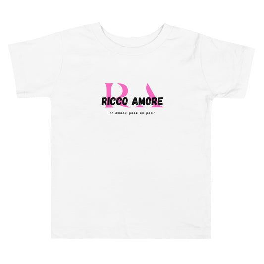 R+A Pink + White Toddler Short Sleeve Tee