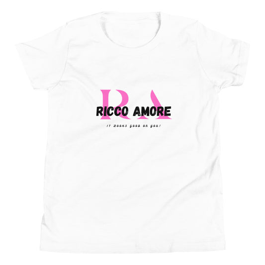 R+A Pink & White Youth Short Sleeve T-Shirt